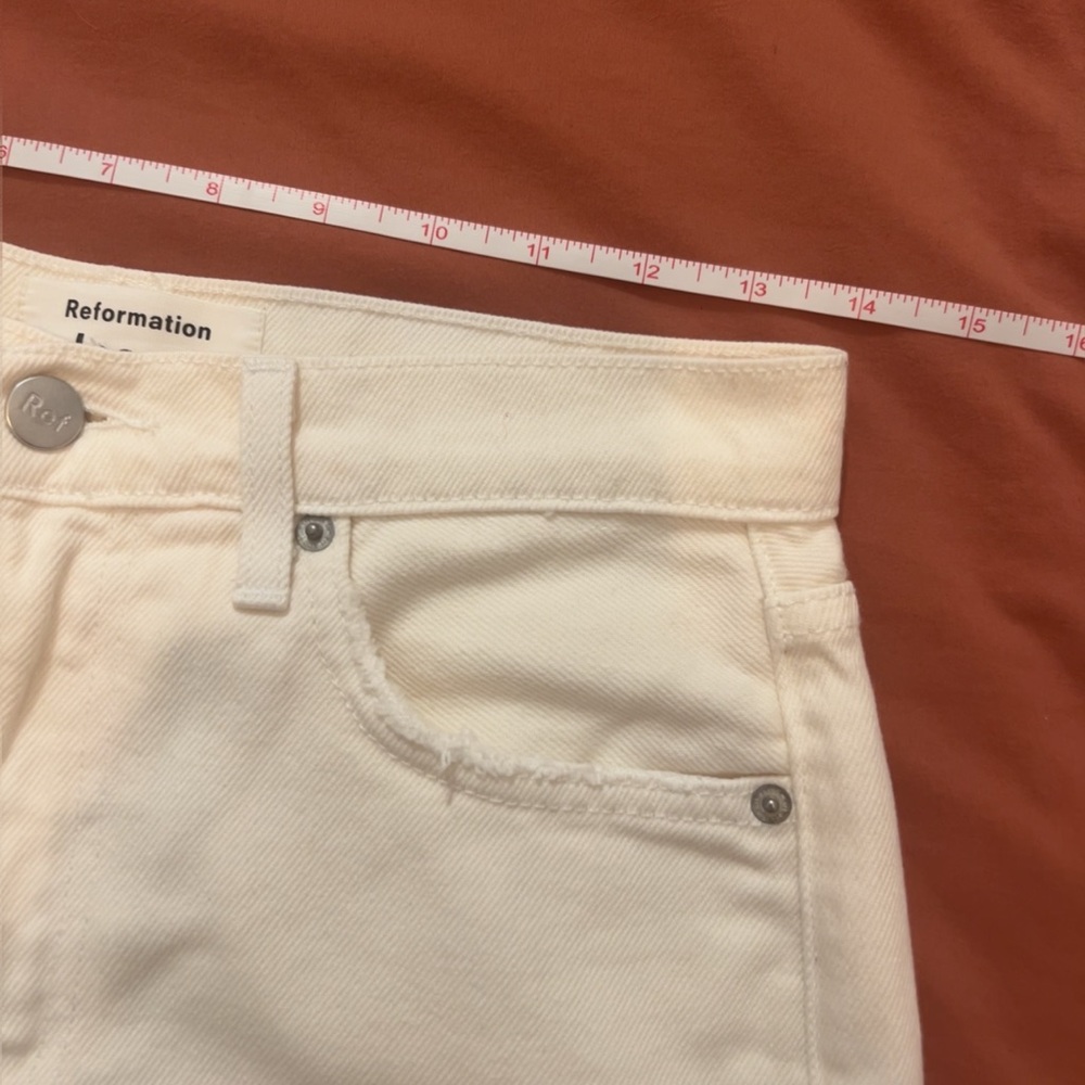 Reformation High-Rise White Ivory Julia Destroyed Jeans - Picture 14 of 16